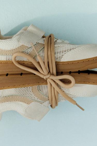 حذاء بامبا شبكي حافي القدمين - بيج فاتح by Zara - Image 0