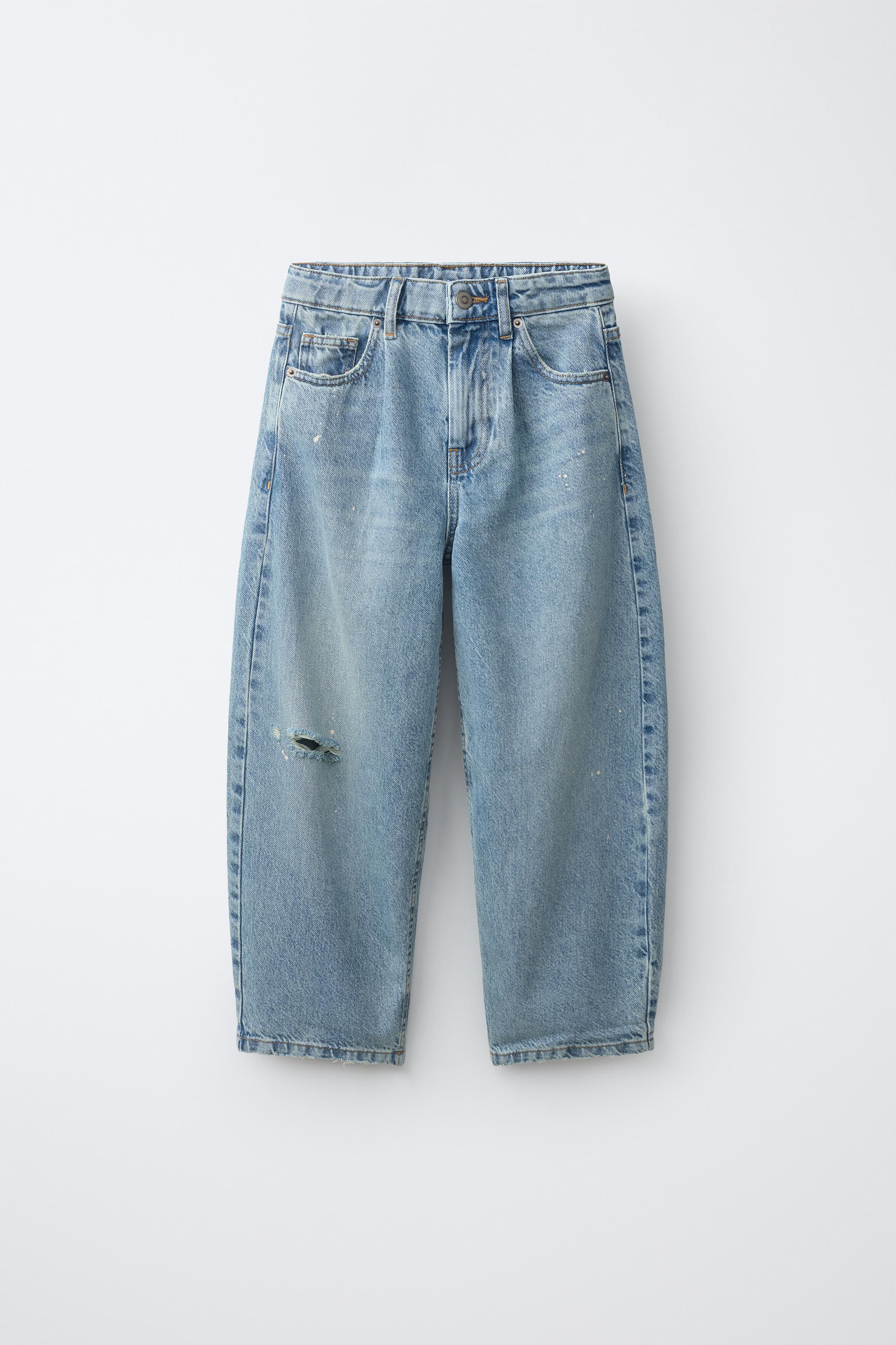 RIPPED BALLOON JEANS — Blue