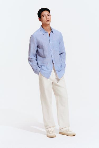 TEXTURED RELAXED FIT TROUSERS - Oyster-white by Zara