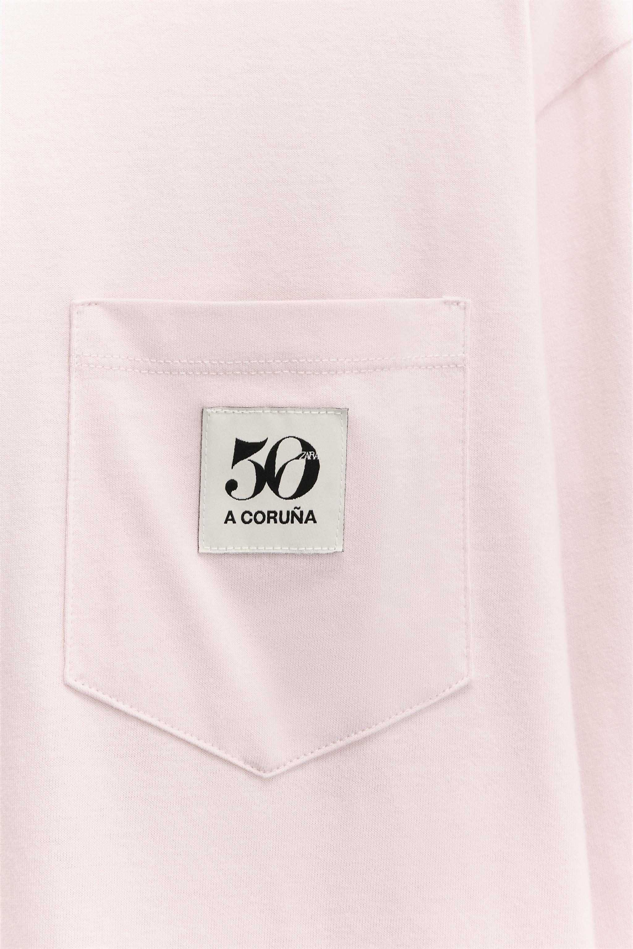 50周年記念パッチポケットTシャツ - パステルピンク | ZARA