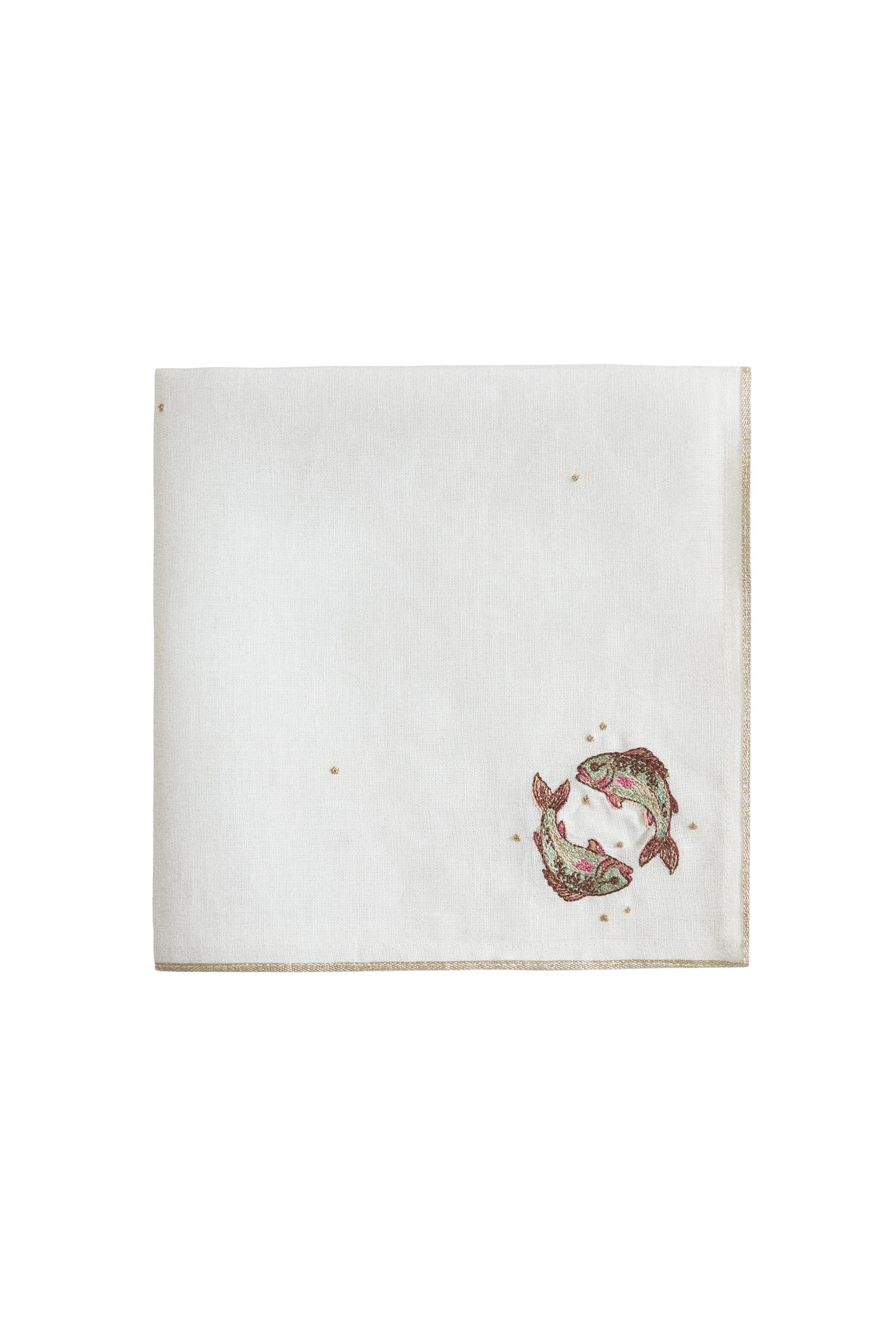 EMBROIDERED LINEN NAPKIN PISCES | MARISA BERENSON