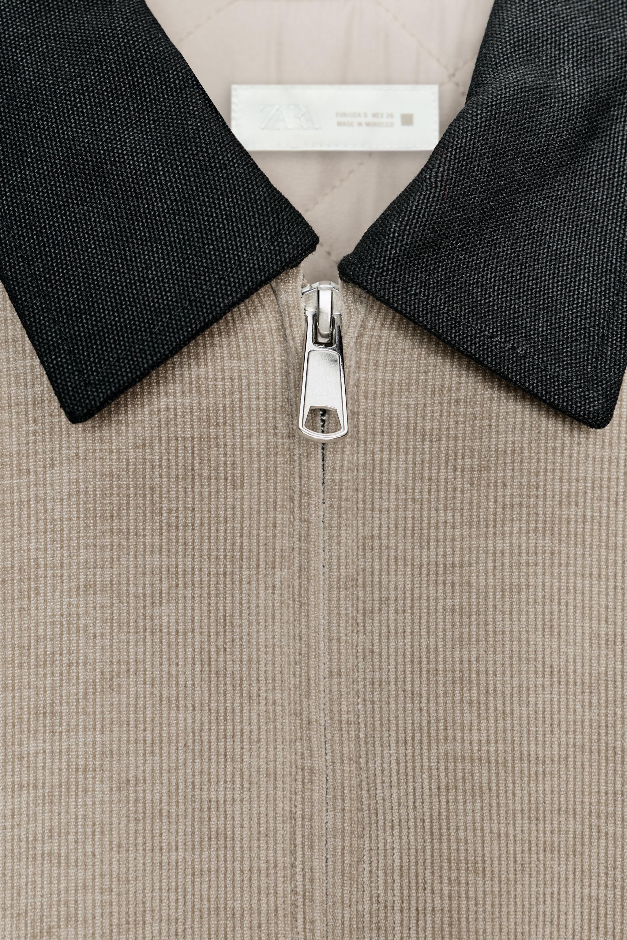 VESTE EN VELOURS CÔTELÉ À COL CONTRASTANT