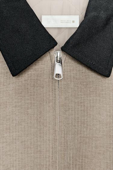 CONTRAST COLLAR CORDUROY JACKET - Beige by Zara - Image 5