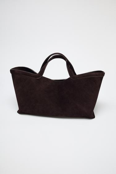 ELONGATED SUEDE TOTE BAG - Chocolate by Zara - Image 2