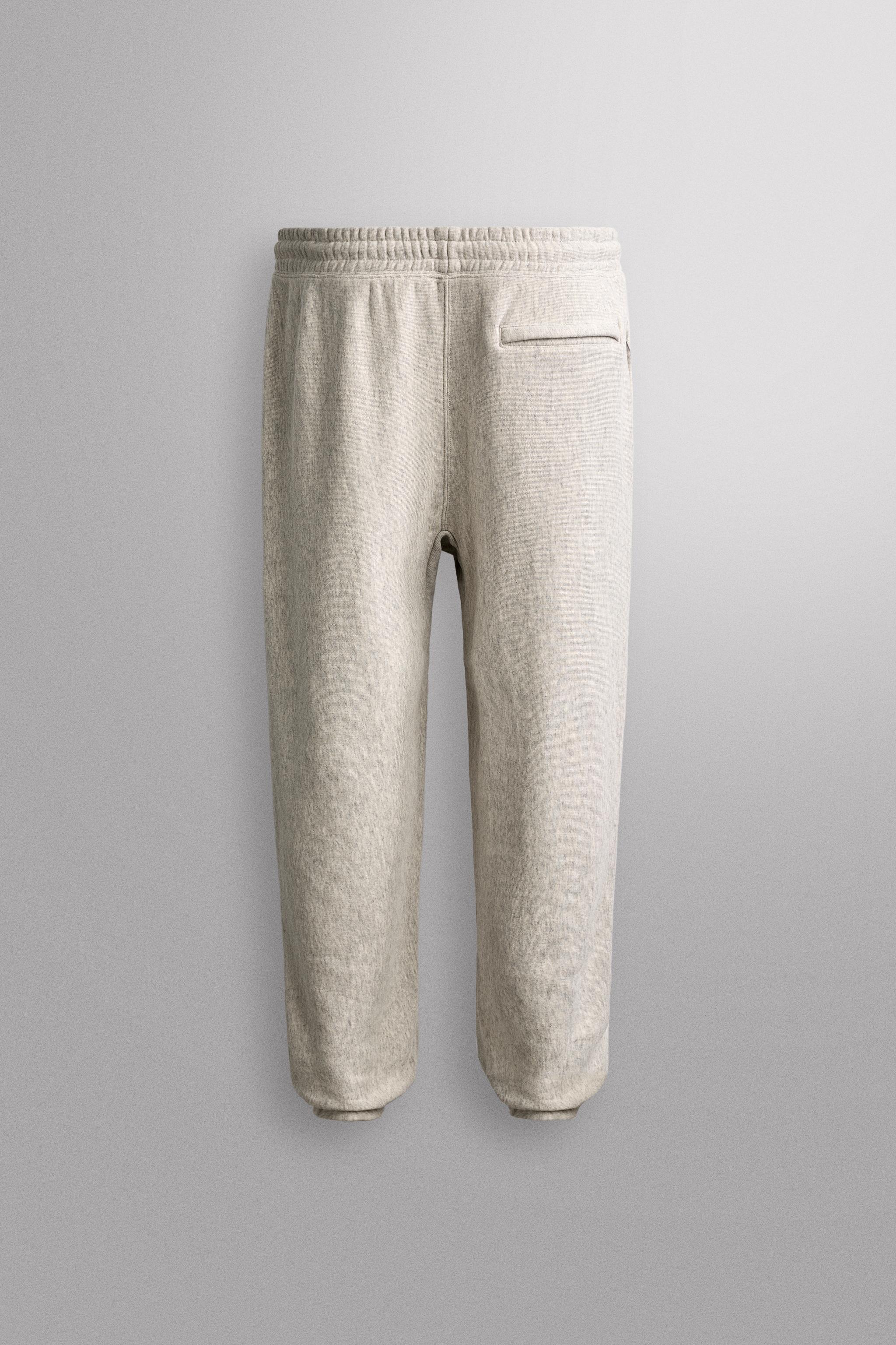 COTTON JOGGER PANTS — Gray marl