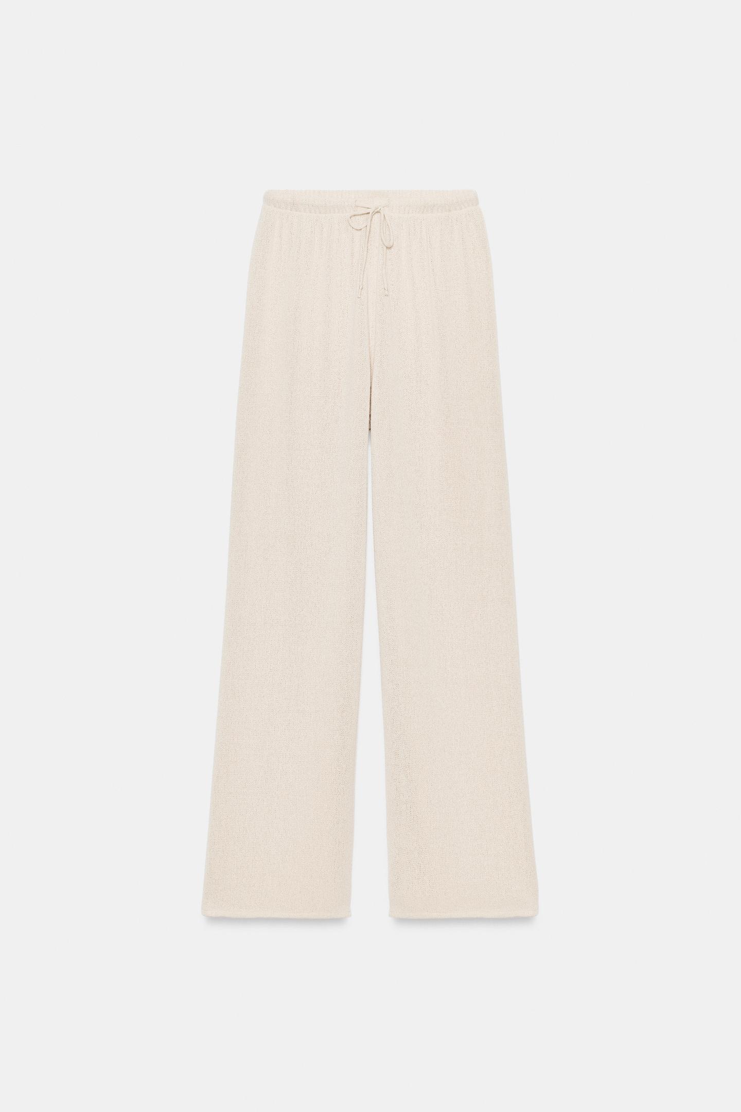 Женские брюки Zara Rustic Wide Leg, цвет: Светлый бежевый — фото 7