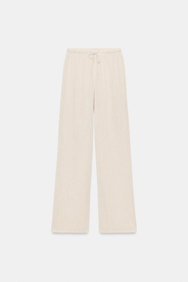 RUSTIC WIDE-LEG TROUSERS - Light beige by Zara