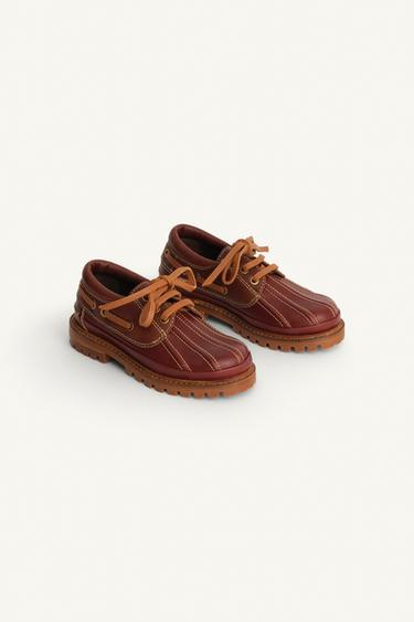 LIMITED EDITION LEATHER DECK SHOES - Brown by Zara
