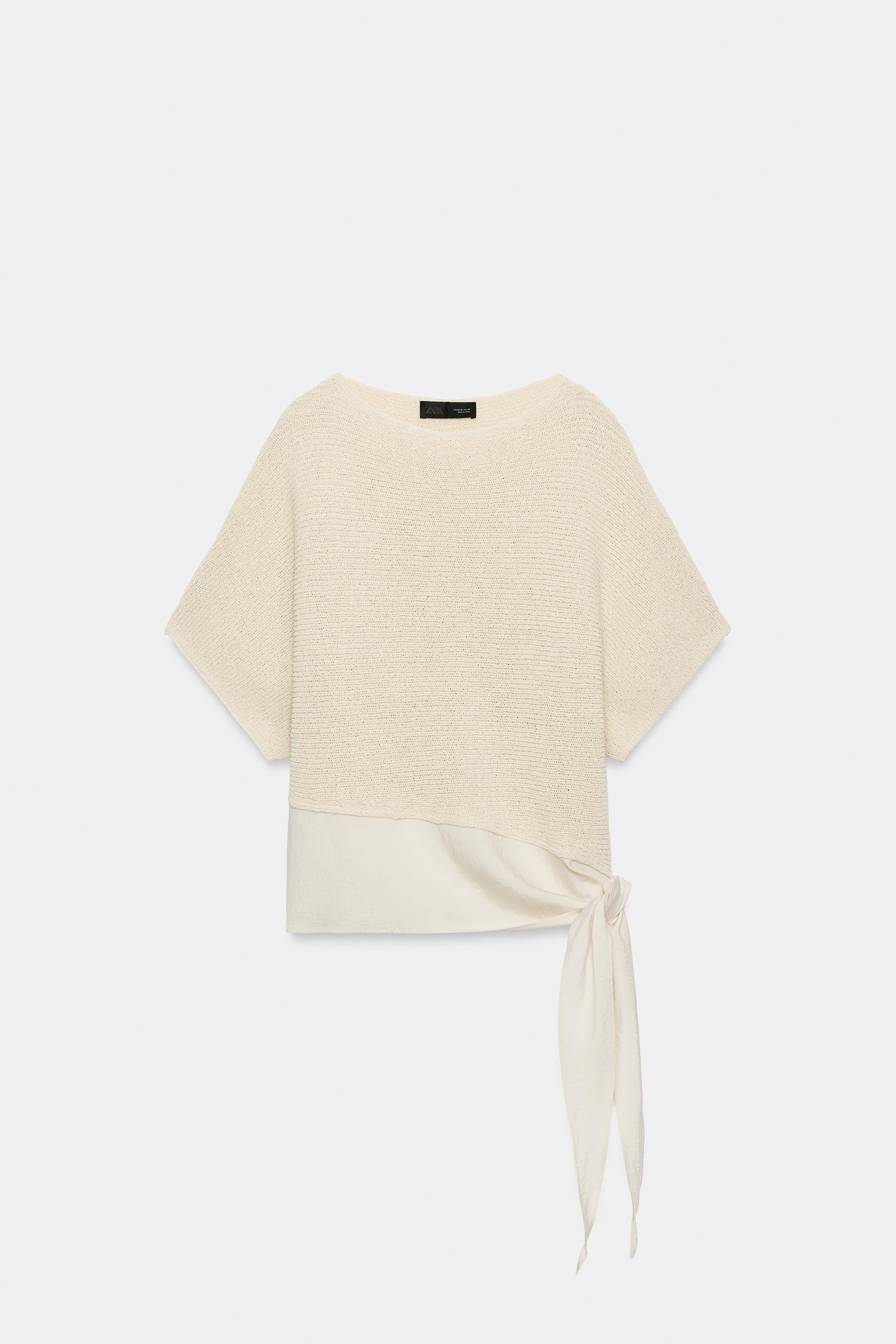Женские свитеры Zara COMBINED KNIT TIE TOP — фото 6