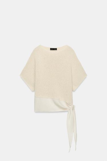 TOP EN MAILLE NŒUD BIMATIÈRE - Beige clair de Zara - Image 0