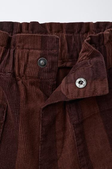 STRIPED NEEDLECORD TROUSERS - Brown by Zara - Image 2