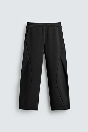 PANTALON BALLOON FIT EFFET NÉOPRÈNE PLISSÉ - Noir de Zara
