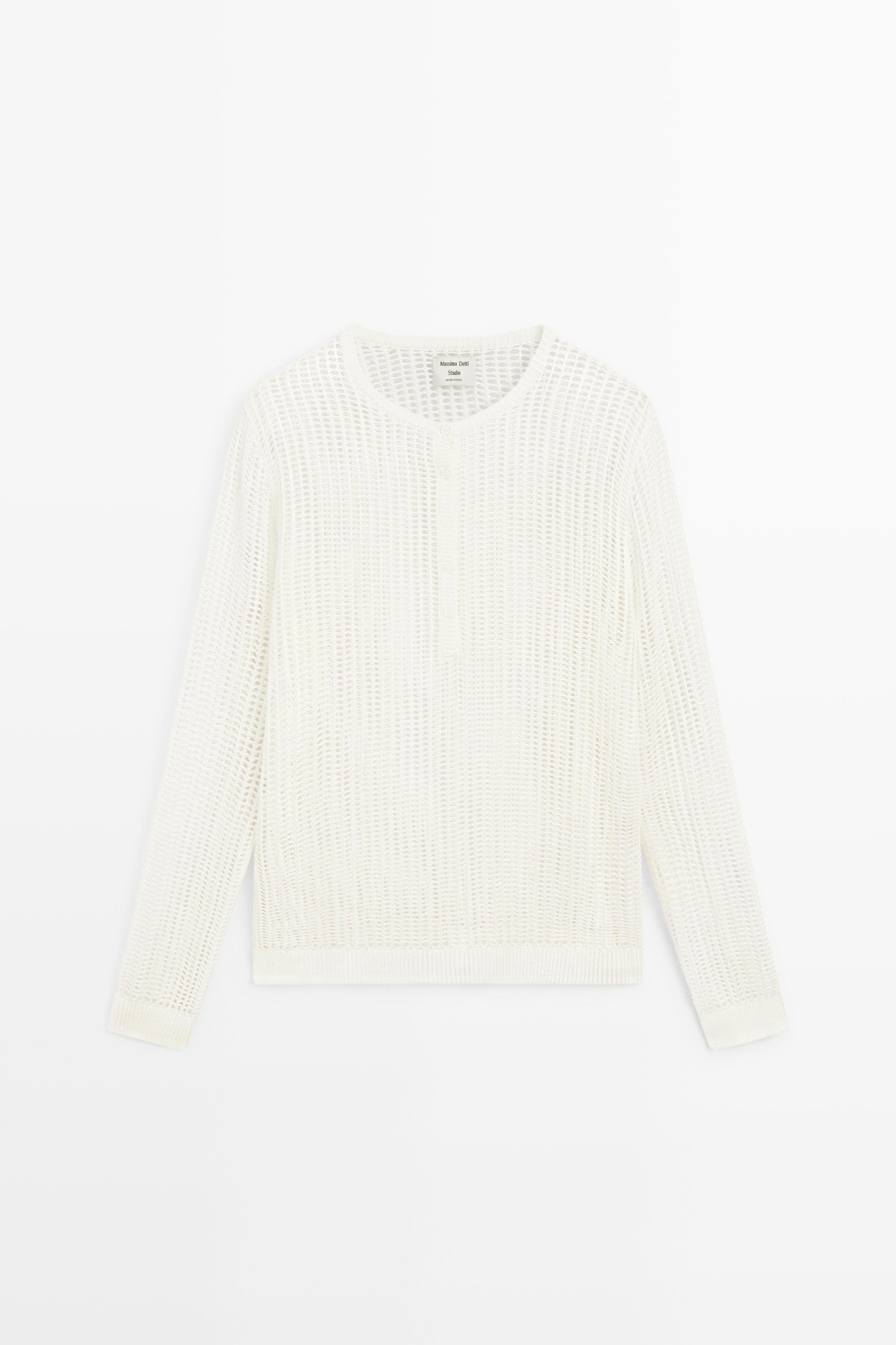 Pull en maille ajourée boutonné - STUDIO