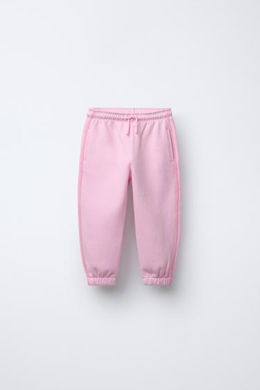 WARM TOPSTITCHED JOGGERS - Mid-pink by Zara