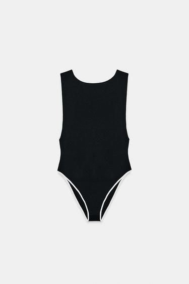 CONTRAST KNIT BODYSUIT - Black by Zara