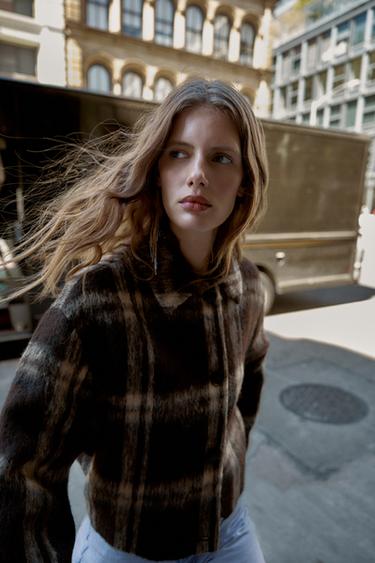 CHECKED WOOL BLEND JACKET - Black by Zara