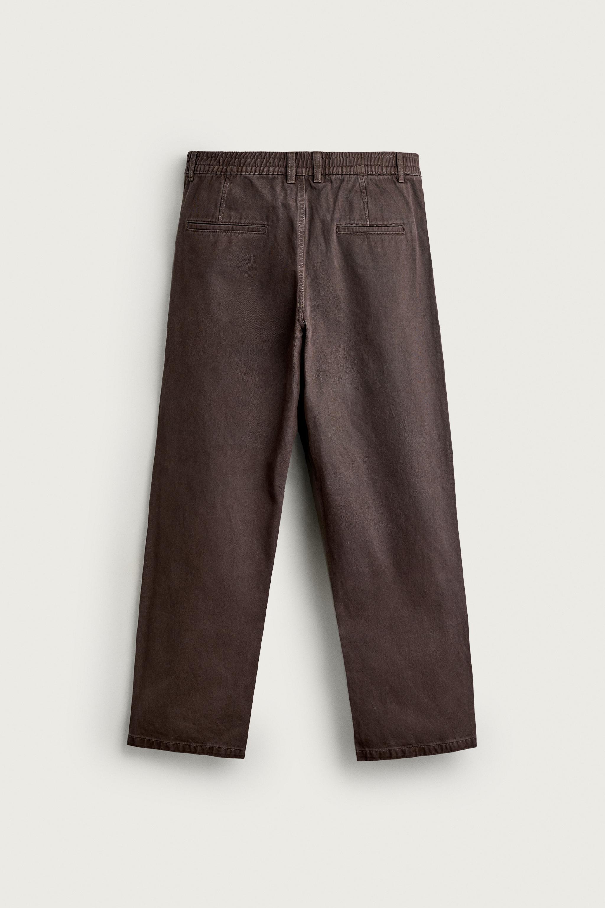 Zara SOLUK EFEKTLİ PİLİLİ RELAXED FIT PANTOLON görsel 8