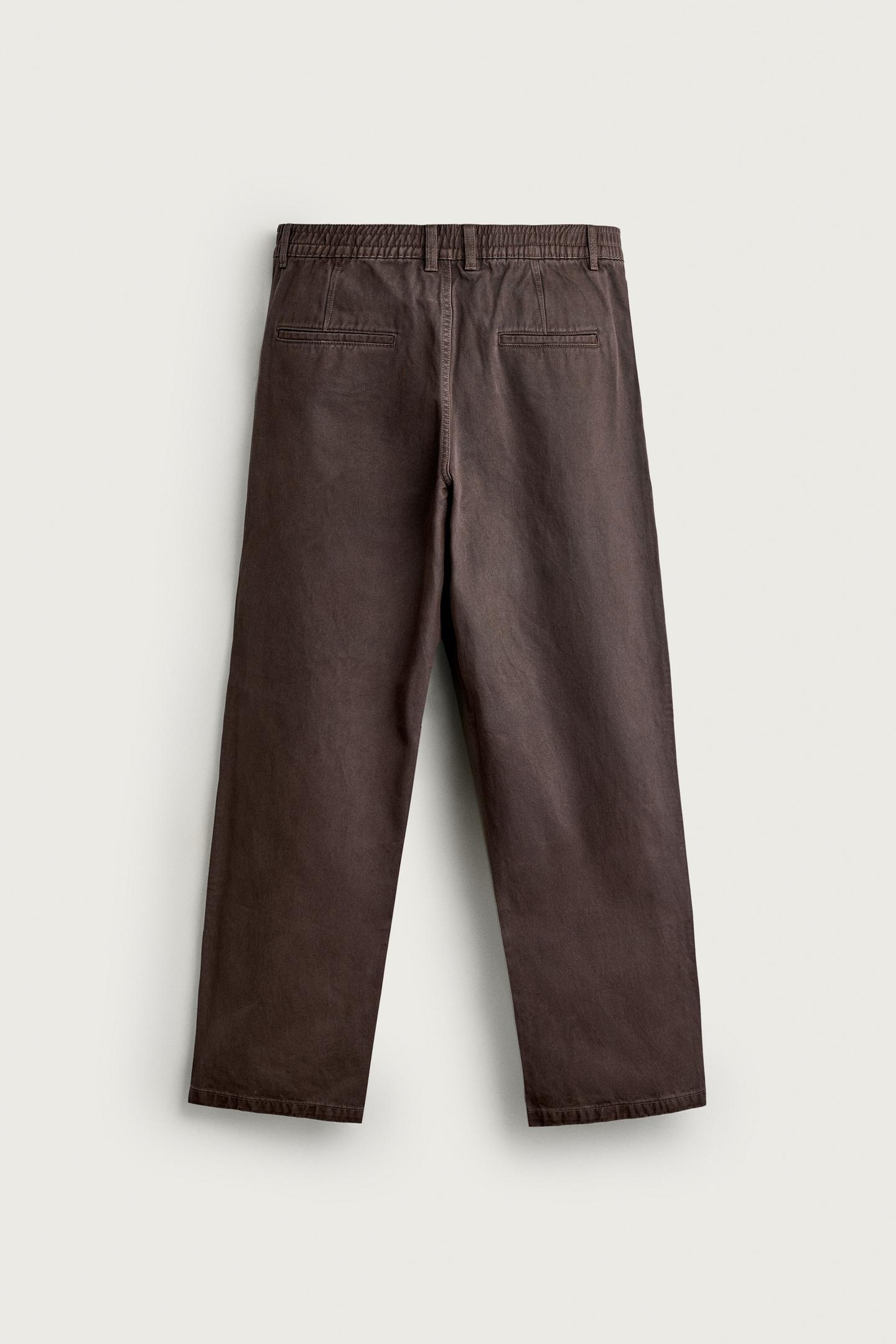 Мужские брюки Zara Washed Relaxed-Fit Pleated — фото 8