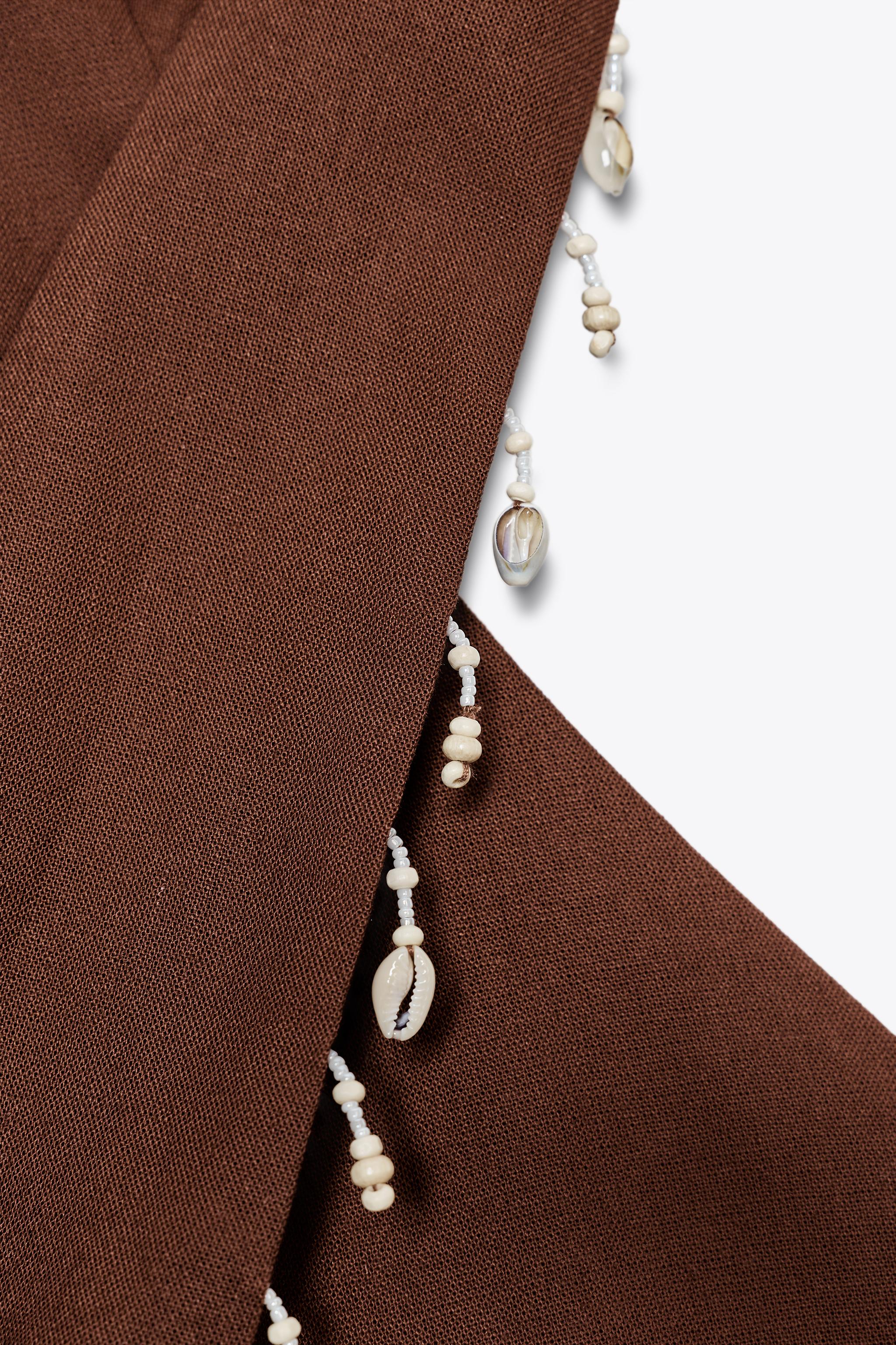 TOP HALTER AVEC LIN ET COQUILLAGES