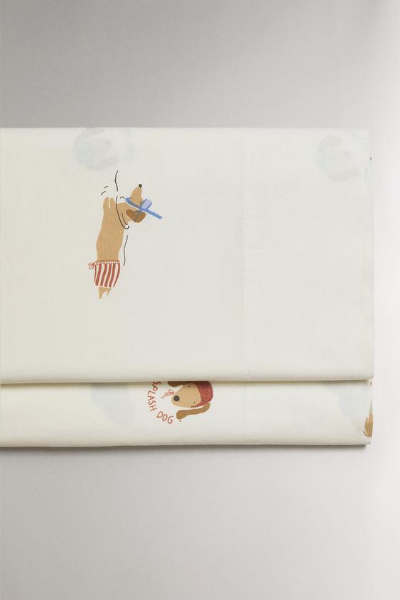 Zara KIDS' DOG PRINT FLAT SHEET - Multicolored - Image 0