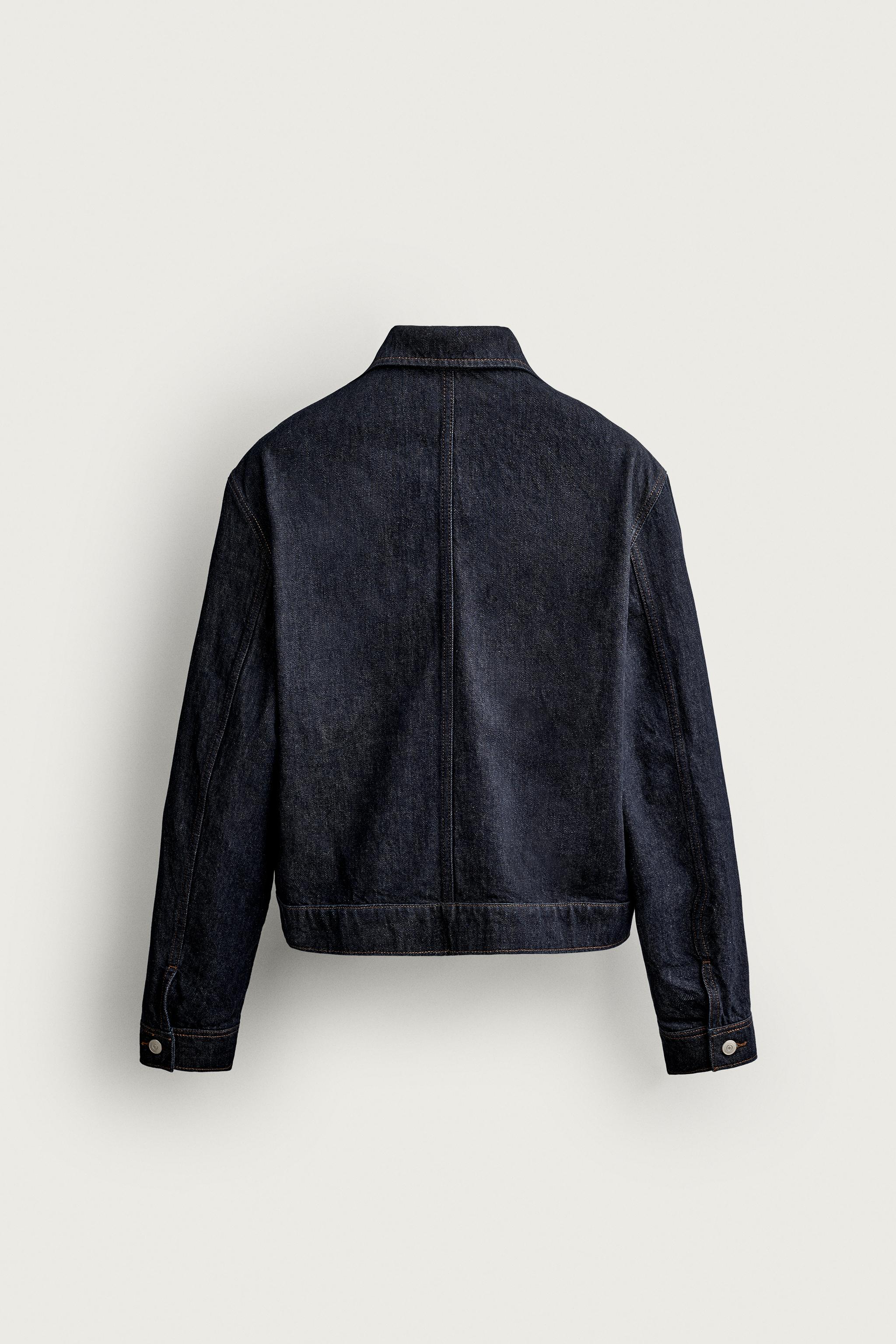 Zara FERMUARLI CROPPED FIT DENİM CEKET görsel 8
