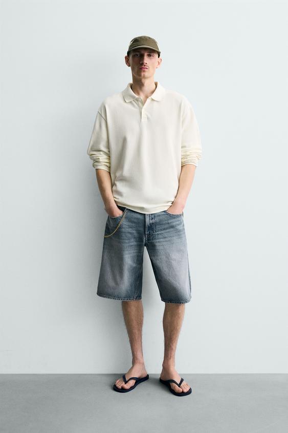 Zara BAGGY FIT DENIM SHORTS - Mid-blue - Image 0