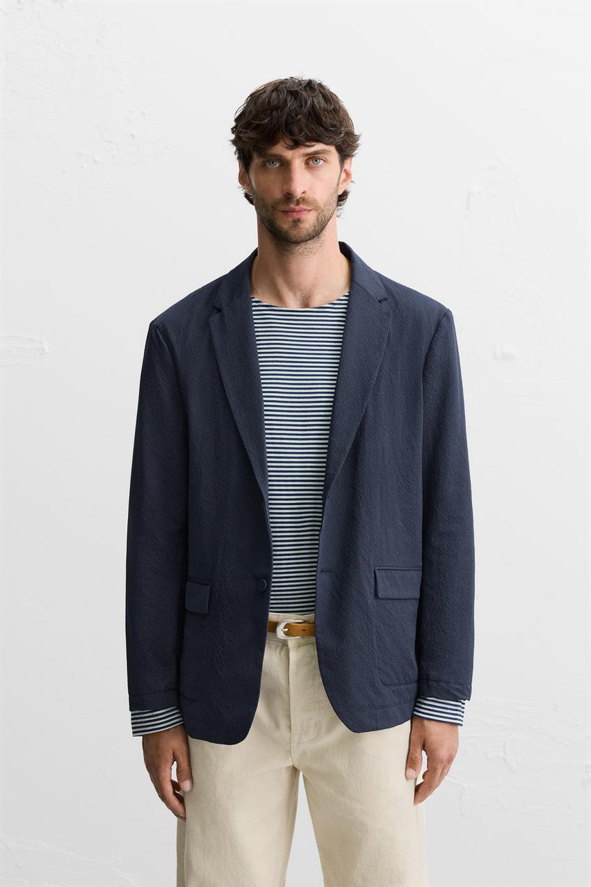 シアサッカー ブレザー - ネイビーブルー | ZARA Japan / 日本
