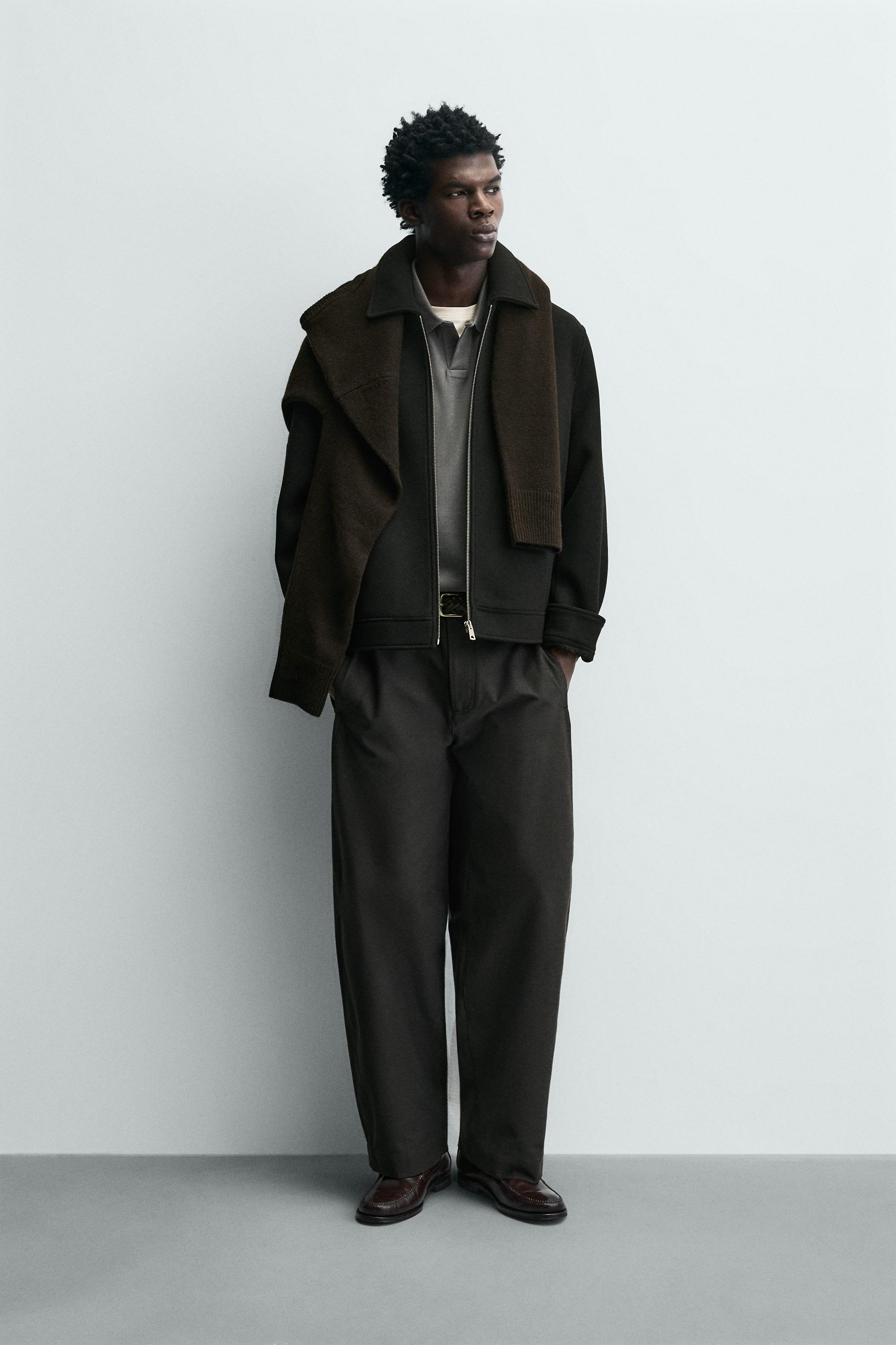 WOOL EFFECT ZIPPER JACKET