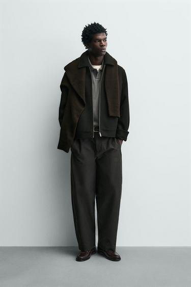 SYNTHETIC WOOL JACKET WITH ZIP - Black by Zara