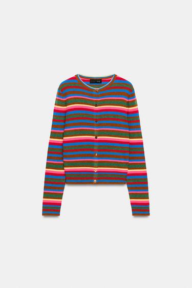 STRIPED CARDIGAN - Multicoloured by Zara - Image 0