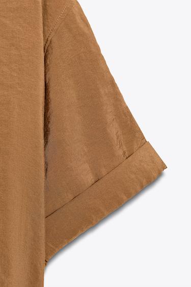 SHORT SLEEVE FLOWING SHIRT - Caramel by Zara - Image 7