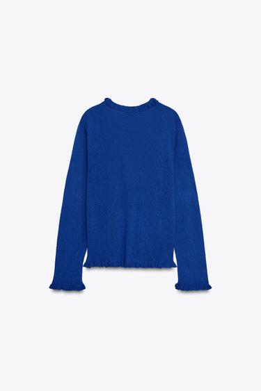 RUFFLE TRIM CARDIGAN - Bluish by Zara - Image 4