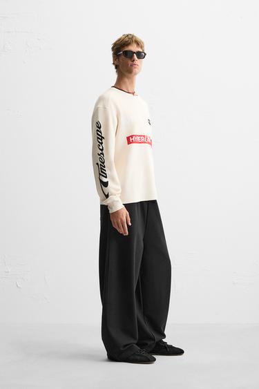 RACING CHECK PRINT SWEATSHIRT - Ecru by Zara - Image 3