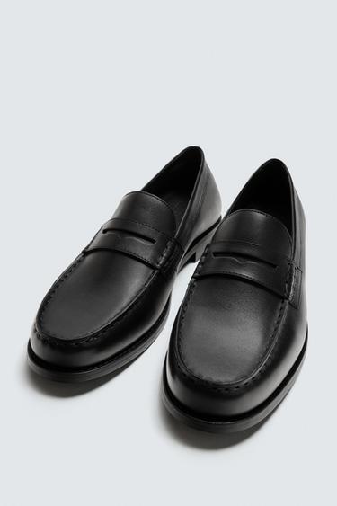 LEATHER PENNY LOAFERS - Black by Zara - Image 4