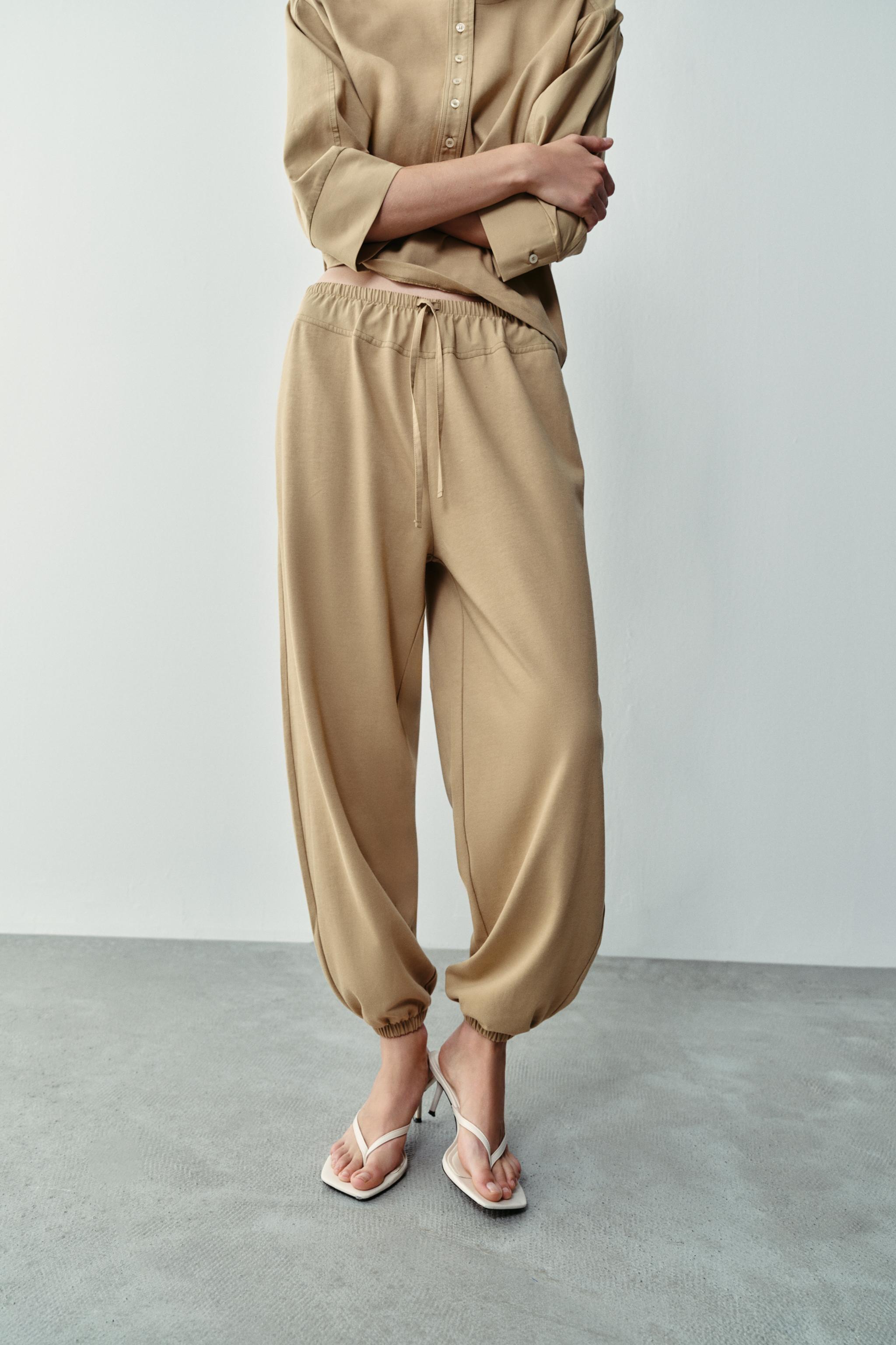 COMBINED JOGGER TROUSERS — taupe brown