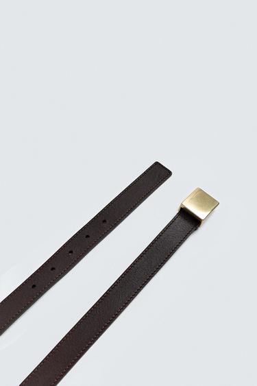 LIMITED EDITION LEATHER BELT WITH PLATE - Dark brown by Zara - Image 3