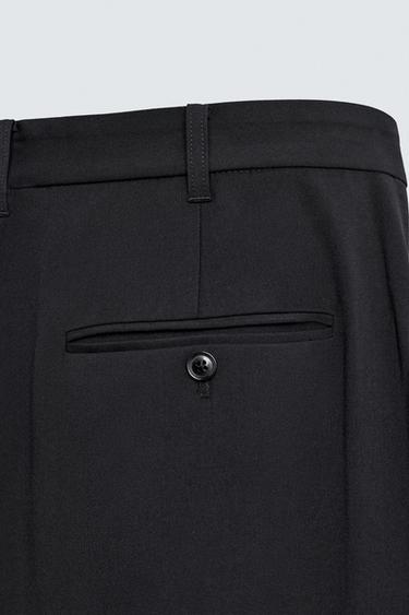 PLEATED TEXTURED TROUSERS - Dark navy by Zara - Image 9