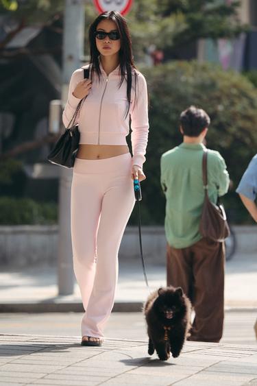 Zara FLARE SWEATPANTS - Pastel pink