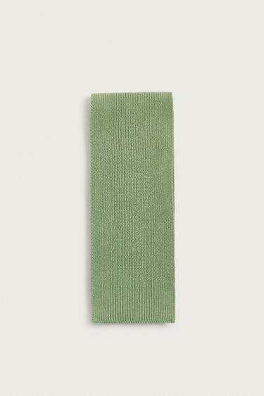 COTTON BLEND KNIT SCARF - Green marl by Zara
