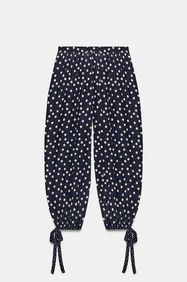 PANTALON BOUFFANT À POIS ZW COLLECTION - Bleu marine de Zara - Image 1