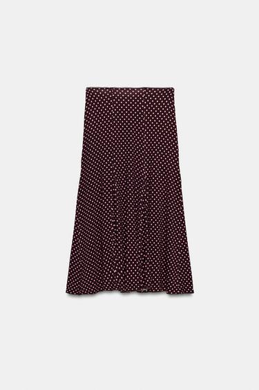 POLKA DOT MIDI SKIRT - Brown by Zara - Image 4