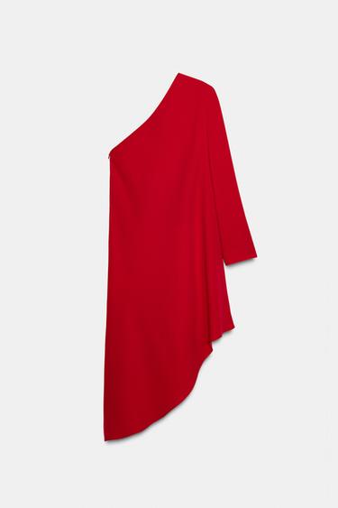 Zara ZW COLLECTION ASYMMETRIC LONG DRESS - Red