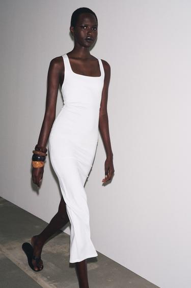 LONG POLYAMIDE BLEND DRESS - White by Zara - Image 1