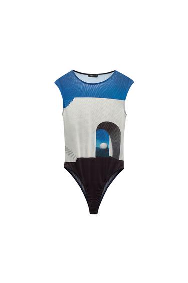 RENÉ MAGRITTE PRINT TULLE BODYSUIT