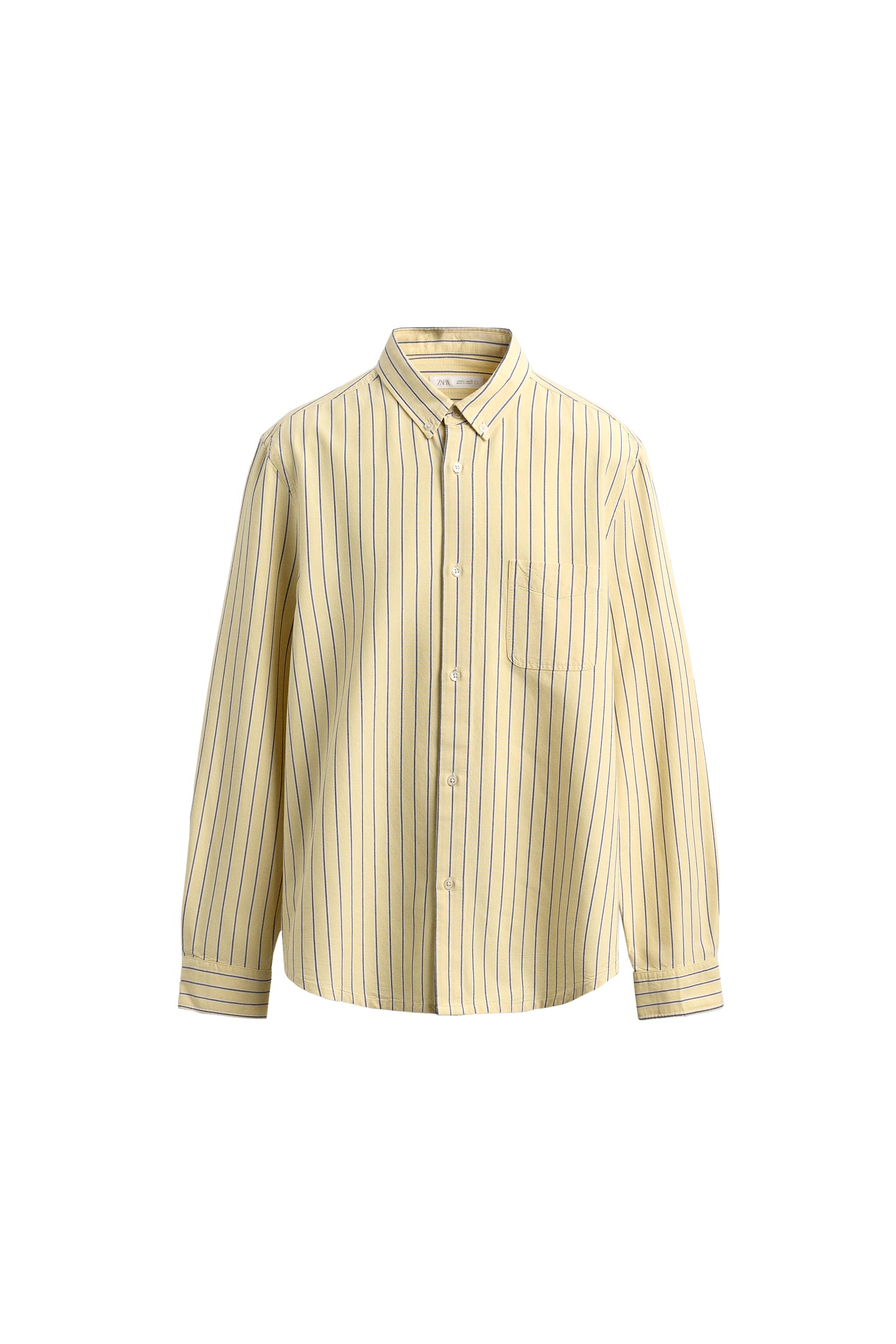 ストライプ柄オックスフォードシャツ - ライトイエロー | ZARA Japan 