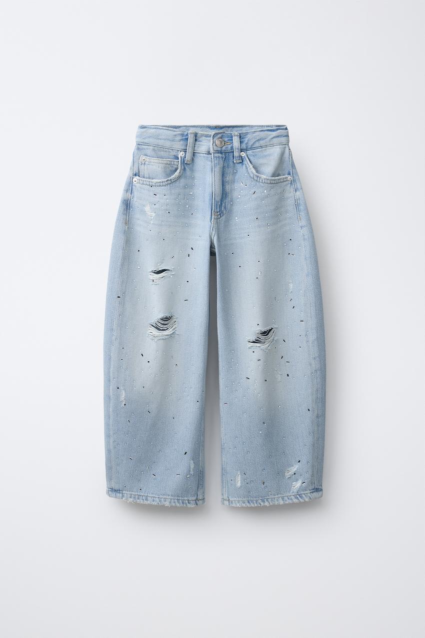 ZARA バルーンフィットデニムパンツ EU40 リジット 新品 インディゴ 