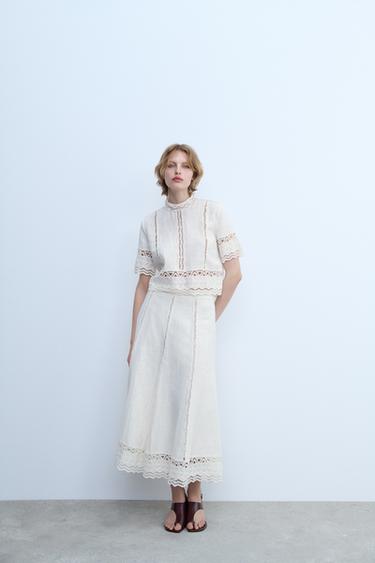 CHEMISE CROCHET ZW COLLECTION - Écru de Zara