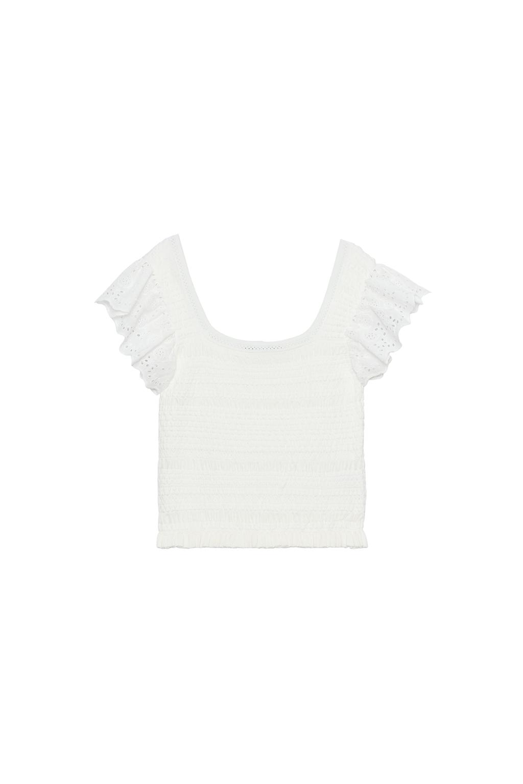 EMBROIDERED EYELET KNIT TOP - image 3