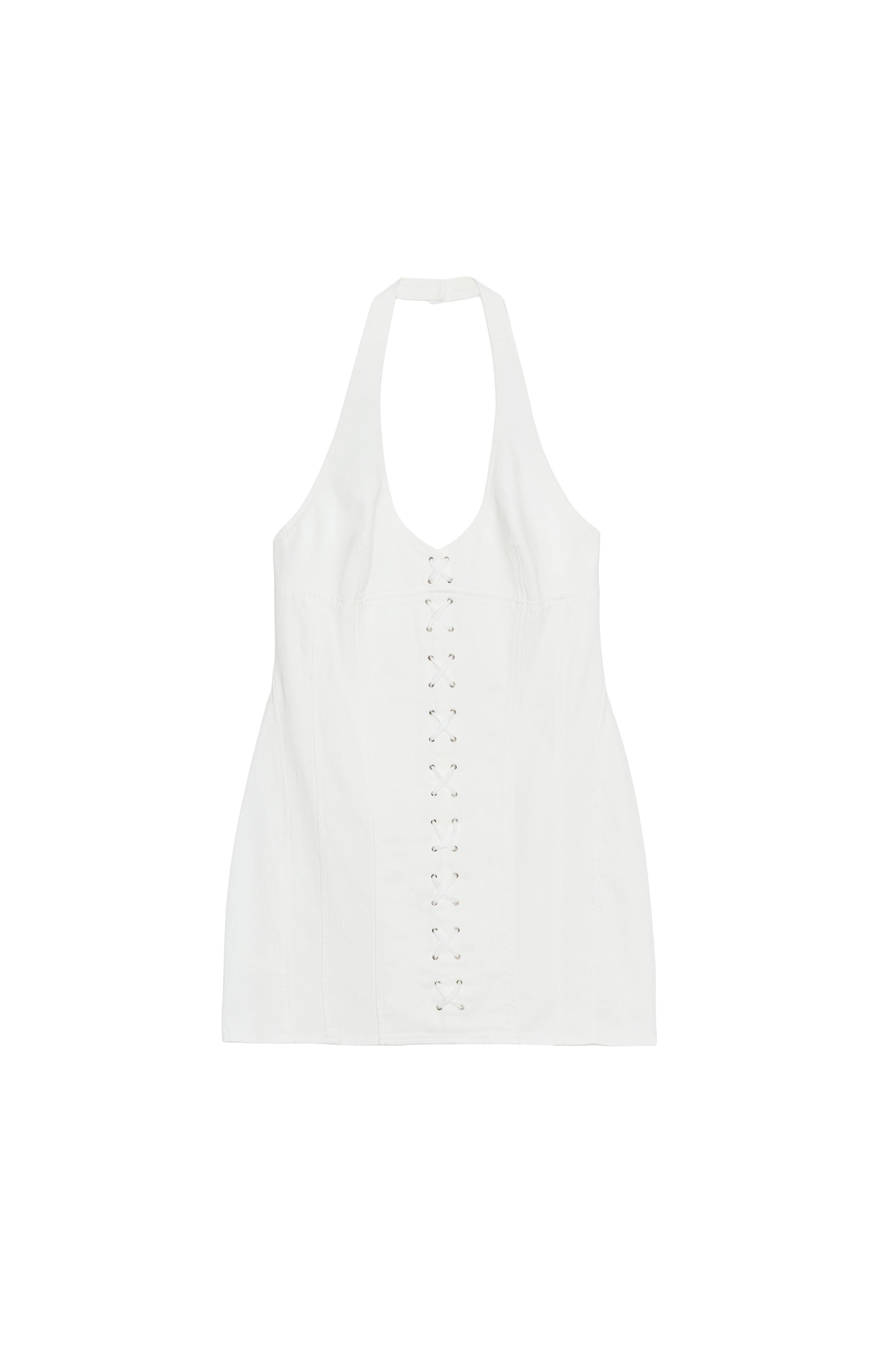 VESTIDO MINI HALTER CORDONES