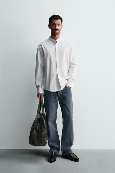 OXFORD SHIRT WITH STAND-UP COLLAR - White by Zara